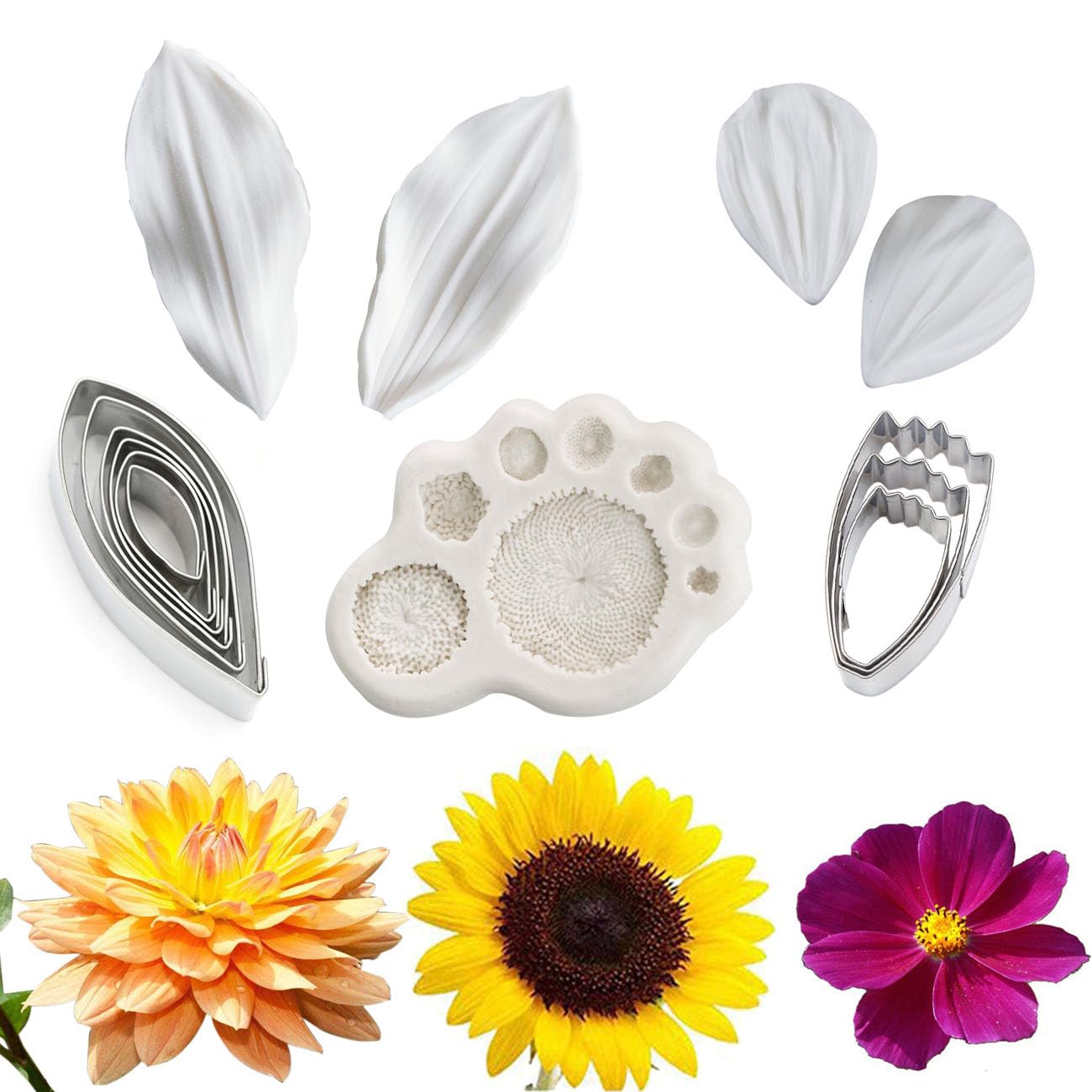 Amazon.co.jp: シリコンモールド 花びら 粘土 型抜き 花 14個セット